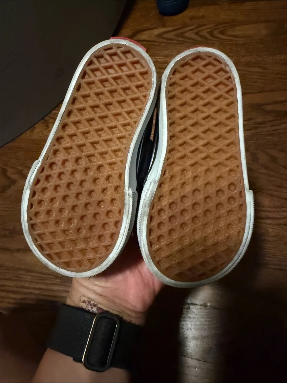 Vans- Kids Slip-On Checkerboard Canvas Shoes in Gray and White size 4 Toddler